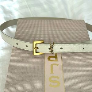 YSL leather belt square buckle in grain hardware
